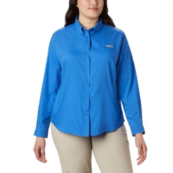 Columbia PFG Tamiami II Long Sleeve Plus Size, Camisa Azules Para Mujer | 482590-HAB